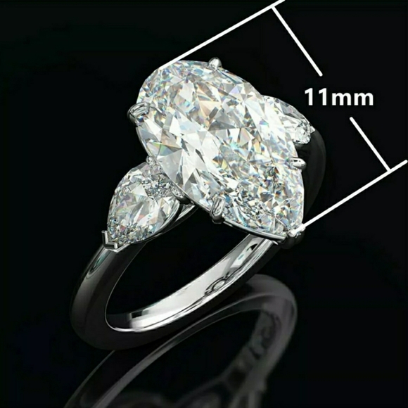 Pear Shape Cut White Sapphire .925 Silver Ring - Picture 5 of 5
